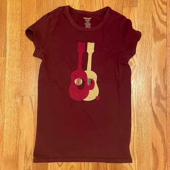 Y2K American Eagle Graphic T-Shirt Guitar - Picture 1 of 4